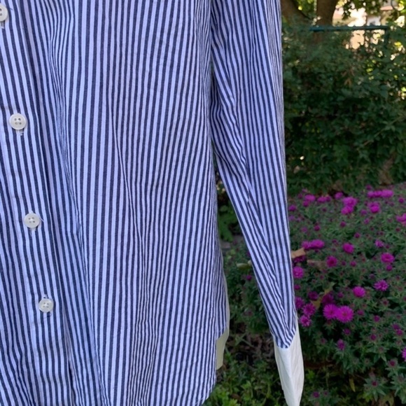 10 Derek Lam Crosby Striped Two Tone Button Down - Picture 8 of 8